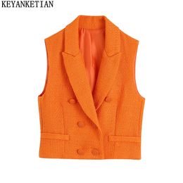 Veste de gilet sans manches à manches courtes texturées Keyanket