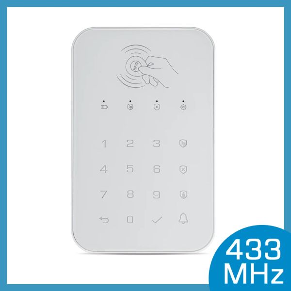 Teclado 433MHz teclado inalámbrico para el kit Smart Home Security System para ladrón de bomberos Control del host Panel Soporte de etiqueta RFID Desarme