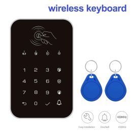 Toetsenbord ACJ 433MHz draadloze toetsenbordarm of ontwapenen Touch -wachtwoordtoetsentoetsen met 2PCS RFID -kaart voor Home Security Alarm System