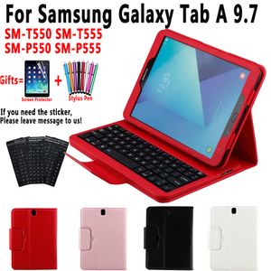 Capa Teclado para Samsung Galaxy Tab A 9.7 T550 T555 P550 P555 SM-T550 SM-T555 SM-P550 Capa Funda Couro Shell+Teclado+Filme