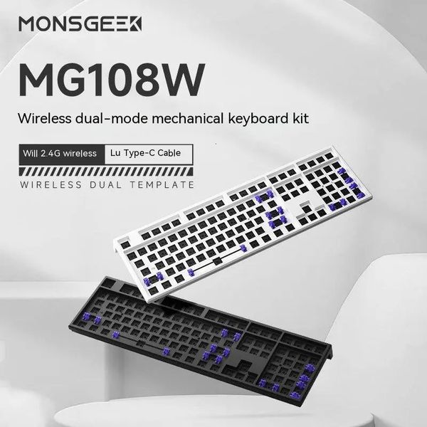 Couvre-clavier 2023 Monsgeek Mg108w Kit 108 échange de touches mécanique E sports Gaming filaire USB Type C sans fil 2 4 GHz 231007