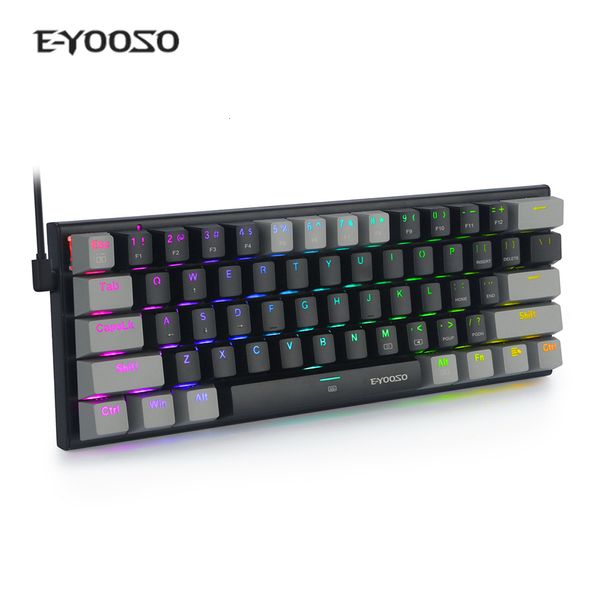 Clavier couvre 61 touches clavier de jeu mécanique RGB rétro-éclairage Type C USB filaire étanche 60 PC Gaming pour ordinateur portable de bureau 230804