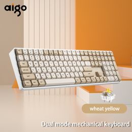 Toetsenbordhoezen Aigo A108 Gaming Mechanisch 2 4G Draadloos USB Type c Bedraad Gele schakelaar 110 Key Swap Oplaadbaar Gamer 230804