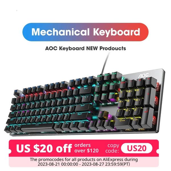 Couvre-clavier GK410 104 touches panneau métallique mécanique RGB vert clair axe de thé noir esports clavier d'ordinateur de jeu sans impact complet 231007