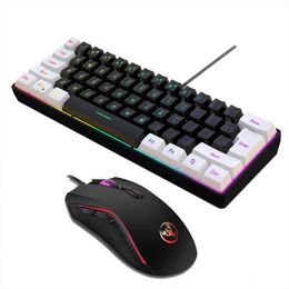 Ensemble clavier et souris de jeu filaire, 1 ensemble, 61 touches, rétroéclairage arc-en-ciel, avec touches multimédia, pour joueurs sur PC Windows, 231019