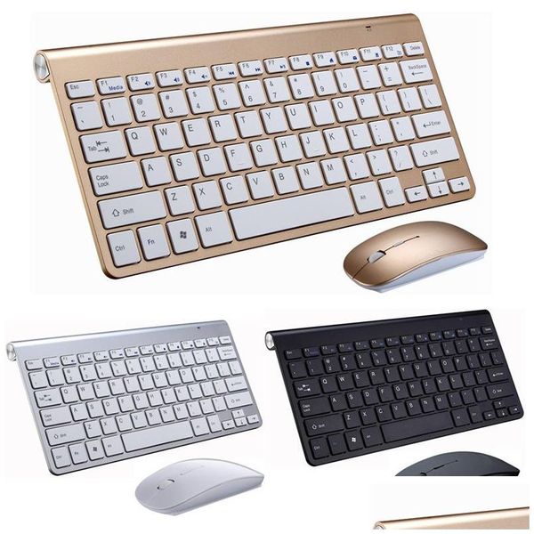 Keyboard Mouse Combos 2.4G sans fil et mini combo minimi de combo pour ordinateur portable ordinateur portable ordinateur PC Smart TV PS4 Drop livraison com oteky