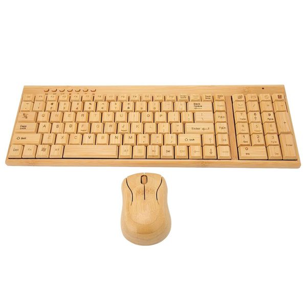 Clavier de souris combos 2,4 GHz Plugus sans fil et lecture Bamboo Wood Computer 1200DPI pour Office ordinateur portable Drop Livraison Ordinateurs OTBFH