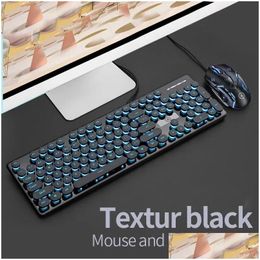 Clavier Souris Combos 2022 Nouveau V8 Gaming et Set Punk Manipator Lumineux Ordinateur De Bureau Accessoires Drop Livraison Ordinateurs Networki Otevz