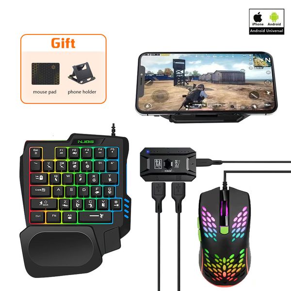 Clavier Souris Combos 5 en 1 Gamepad Clavier pour Jeu Mobile Kit Souris et Clavier M1 Contrôleur Bluetooth pour Téléphone Tablette PUBG Android 230206