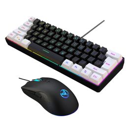 Ensemble clavier et souris filaire, 61 touches, blanc, noir, rvb, Kit de bureau Programmable, rétro-éclairage, pour PUBG Gamer 231019