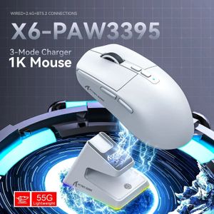 Clavier Souris Combos Attack Shark X6 PAW3395 Connexion Bluetooth Tri Mode RGB Touch Base de charge magnétique Macro Gaming 231128