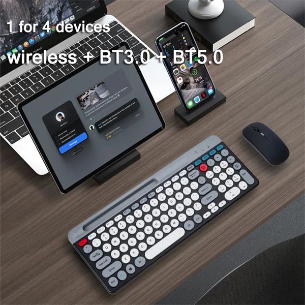 Ensemble clavier et souris Bluetooth sans fil, Rechargeable, silencieux, Slim, pour ordinateur portable, tablette, iPad, téléphone, 231019