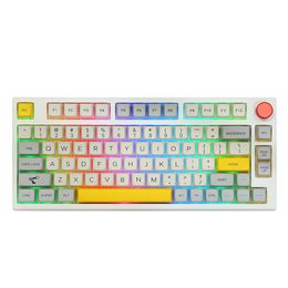 Toetsenbordmuis combo's epomaker Th80 Pro 75 Populer Swappable RGB 2 4GHz Bluetooth 5 0 Keyboard Mekanis Berkabel MDA PBT KeyCaps Kontrol Tombol ANSI ISO 230425