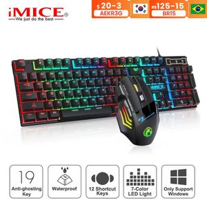 Combinaciones de teclado y ratón Teclado y ratón para jugadores Teclado para juegos de PC Teclado retroiluminado RGB Teclas de goma Teclado ruso con cable Ratón para juegos Gamer Ratón para juegos 230715