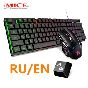 Clavier Souris Combos Clavier De Jeu RVB Clavier Rétroéclairé Avec Ensemble De Souris De Jeu Silencieux Russe Clavier Souris Gamer Kit Pour Jeu D'ordinateur PC Portable 230715