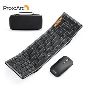 Keyboard Mouse Combos ProtoArc XKM01 Tri-Fold Bluetooth Wireless Keyboard and Mouse Combo Protable Slim 2.4g Full Size 105 Key Foldable Keyboards 230715