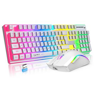Keyboard Mouse Combos Rechargeable Wireless Pudding Kit 24G USB RGB Backlight and Gaming Mice Set for Home Office 231030