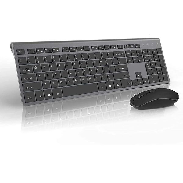 Keyboard Mouse Combos Teclado inalámbrico recargable Mouse 2.4G Tamaño completo Diseño delgado, ergonómico y compacto para computadora portátil PC Computadora de escritorio Windows 231018