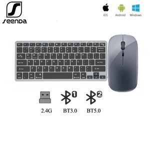 Clavier souris Combos SeenDa Bluetooth 5 0 2 4G sans fil et Combo Mini multimédia ergonomique pour ordinateur de bureau ordinateur portable 231019