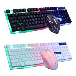 Toetsenbord-muiscombo's USB Bedraad 104 toetsen RGB-achtergrondverlichting Ergonomische gamingset Computer Desktop Laptop PC Gamer