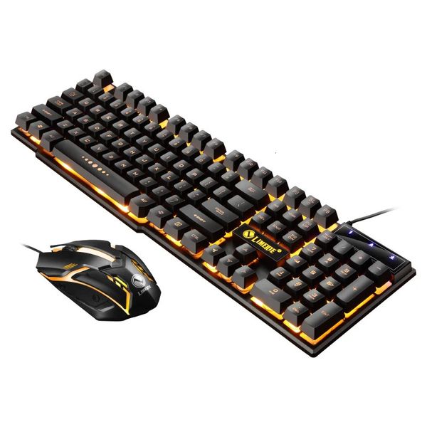 Clavier et souris Combos USB filaire PC de jeu arc-en-ciel coloré LED rétro-éclairé et Kit de jeu pour joueur de bureau à domicile 231019