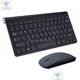 Teclado Mouse Combos Inalámbrico 24Ghz Portátil S y Mouse Kit Mtimedia Keypad para computadora de oficina Computadora de escritorio Computadora de entrega Drop Delivery Dh2Ov