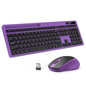 Clavier et souris Combos sans fil et Combo pleine taille avec support de téléphone souris silencieuses pour ordinateur de bureau ordinateur portable violet noir 231019