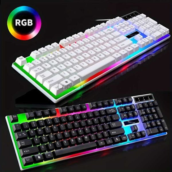 Juego de instalación de teclado y mouse con retroiluminación en color para computadora con cable USB HKD230808