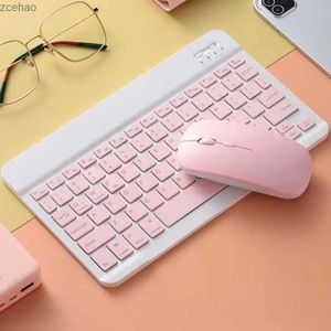 Keyboards 10 inch Bluetooth-muis en toetsenbordset geschikt voor iPad-telefoons tablets Universal Ultra-dunne draadloos roze groene toetsenbord en muiskitl2404
