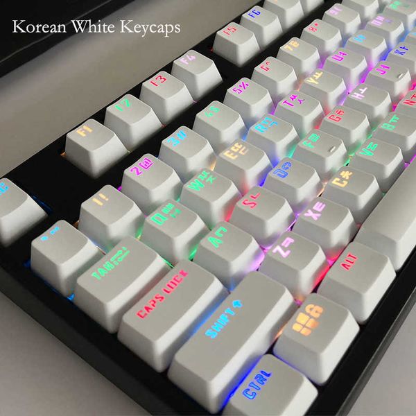 Teclados 104 Teclas Ruso Coreano Teclas retroiluminadas para teclado mecánico para juegos Cherry MX Switch OEM Perfil ABS Keycap Gamer Custom DIY G230525