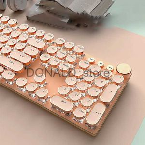 Claviers 104 touches Vintage Punk clavier mécanique femme bureau jeu ordinateur souris ensemble coloré rétro-éclairage Type C filaire rose J240117