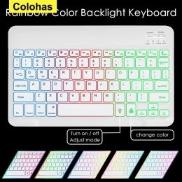 Claviers 10inch Breetlit Bluetooth Keyboard Clavier sans fil Bluetooth Mini pour le clavier russe espagnol RVB RECHARGable