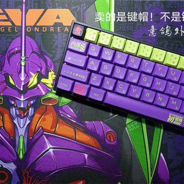Teclados 120 teclas EVA 01 PBT Keycap XDA Profile Purple Green Dye-subbed Teclado Gaming Mechanical Keyboard EVANGELION-01 Cartoon Key Cap T230215