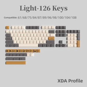 Claviers 126 touches XDA PBT colorant sous Keycaps Light English Keycap personnalisé personnalisé pour Cherry MX Switch Gaming Keyboard Mécanique Diy