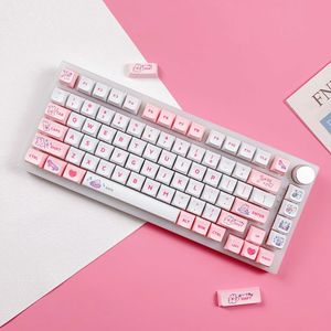 Toetsenborden 129 toetsen XDA Profiel PBT Pink Bunny Theme Leuke creatieve Keycap Dye-Sub geschikt voor MX Switch Persoonlijkheid Mechanisch toetsenbord T230215