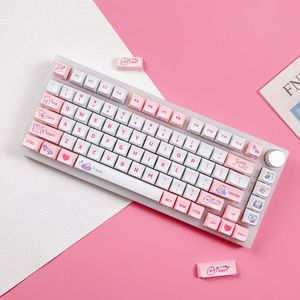 Claviers 129 Touches XDA Profil PBT Rose Thème De Lapin Mignon Creative Keycap DYE-SUB Convient Pour MX Commutateur Personnalité Clavier Mécanique T230215