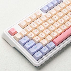 Claviers 132 touches Marshmallow XDA Keycaps pour clavier mécanique Dye Sublimation PBT Keycap Rose Violet Jaune Key Caps XDA Profile T230215