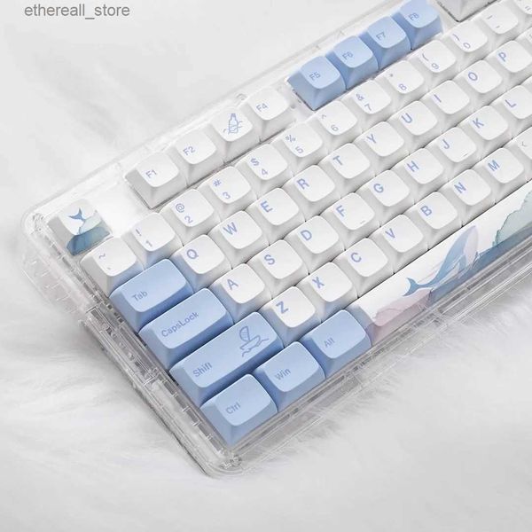 Claviers 133 touches XDA profil Keycap océan baleine thème PBT Keycaps pour MX Switch clavier mécanique colorant Sublimation bleu blanc key Caps Q231121