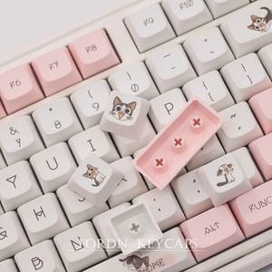 Toetsenborden 136 toetsen XDA Profiel KeyCaps PBT kleurstof-sub schattige kat thema roze keycap voor cherry mx switch gmmk pro gaming mechanisch toetsenbord T230215