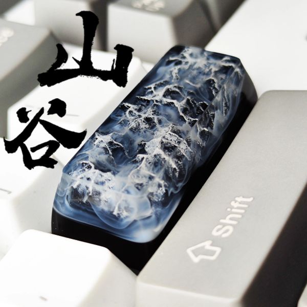 Teclados 2.25U Cambio a la izquierda Ingrese Manual Resina Artisan KeyCaps Snow Mountain Valley para teclado mecánico de retroiluminación GK64 Clave de interruptor personalizado