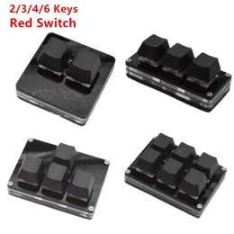 Toetsenborden 2/3/4/6 sleutels zwarte mini toetsenbord rode schakelaar OSU programmeerbaar gaming mechanisch toetsenbord USB aangepast toetsenbord voor pc -laptop