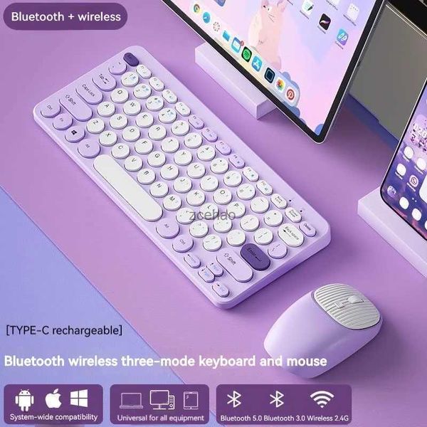 Claviers 2.4G Usb clavier et souris sans fil Combo clavier et souris Bluetooth rechargeables pour ordinateur portable pour Ipad téléphone portable TabletL240105