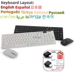 Claviers 2.4G clavier et souris sans fil Combo clavier silencieux Kit de souris clavier Ultra mince avec film de protection pour ordinateur portable PCL240105