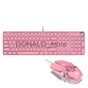 Toetsenborden 2 in 1 Girly Kawaii toetsenbord-muissets 104 toetsen Mechanisch gamingtoetsenbord met groene as Bedraad USB 3200DPI Muizen Roze combo's J240117