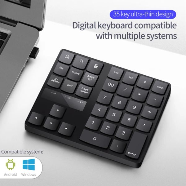 Teclados 2022 Mini Keyboard Número inalámbrico Pad Teclado recargable para la computadora portátil PC 35 Teclado de juego ergonómico NUEVO