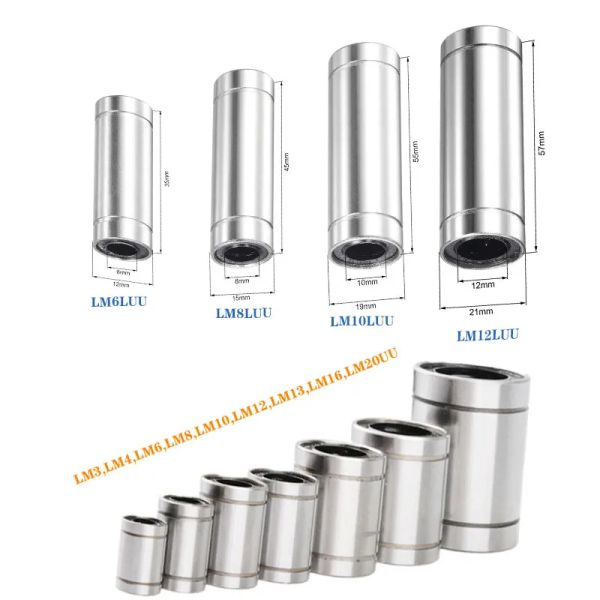 Claviers 4 / 10pc LM6UU LM8UU LM10UU LM8LUU LM6LUU LM12UU LM3UU LM4UU LM14UU Long Type 8 mm Roulement à billes linéaires CNC pour CNC 3D Imprimante 3D