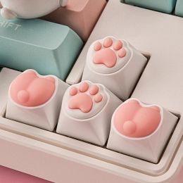 Claviers 4pcs Keycaps PC et silicone Kitty Paw Artisan Cat PAWS CLAYBOOD KEYCAPAPS POUR SWITCHES Personnalité Soft Feel Cat Keycap