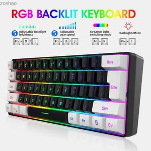 Toetsenboards 60% Gaming -toetsenbord en muiscombinatie Ultra Compact 61 Key RGB Backlit Mini -toetsenbord 3200 DPI PC Gaming Mousel2404