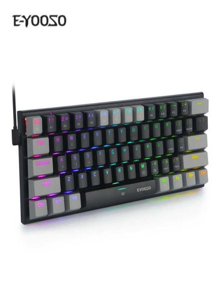 Teclados Teclado mecánico de 61 teclas, teclado para juegos, retroiluminación RGB, tipo C, con cable USB, resistente al agua, 60 teclados para juegos de PC para PC de escritorio 5449857