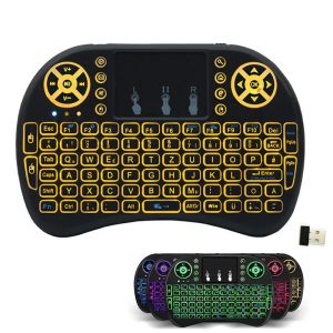 Teclados 7 colores teclado portátil i8 mini inalámbrico 2.4ghz idioma inglés ruso con control remoto para el panel táctil para portátil Android TV Box PC